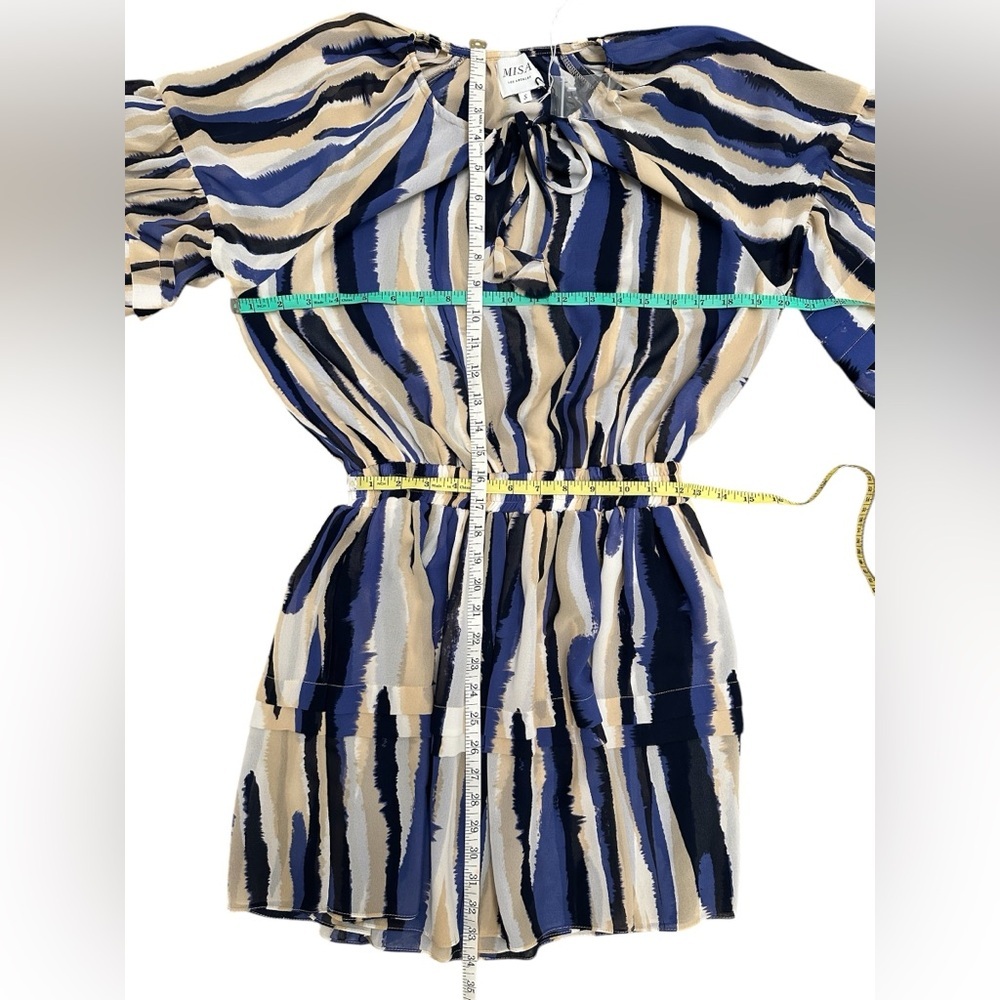MISA LOS ANGELES Karlina Striped Dress Blue Tan White Women Size Small $410 MSRP - Picture 7 of 7